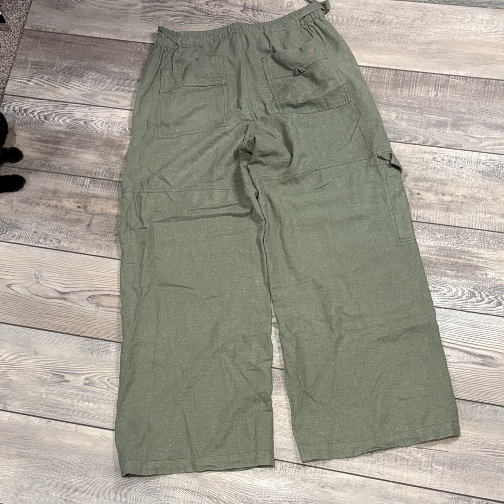 Pilcro Olive Green Linen Blend Elastic Waist Pants EUC Small - Picture 7 of 9